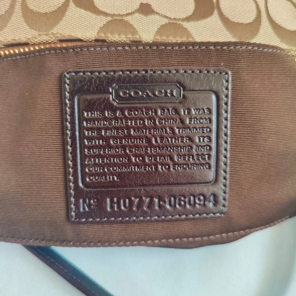 COACH Demi Signature CC Jacquard Baguette Mini Shoulder Bag 06094 Brown Leather